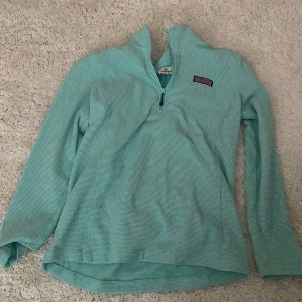 Vineyard Vines teal/mint green quarter zip fleece